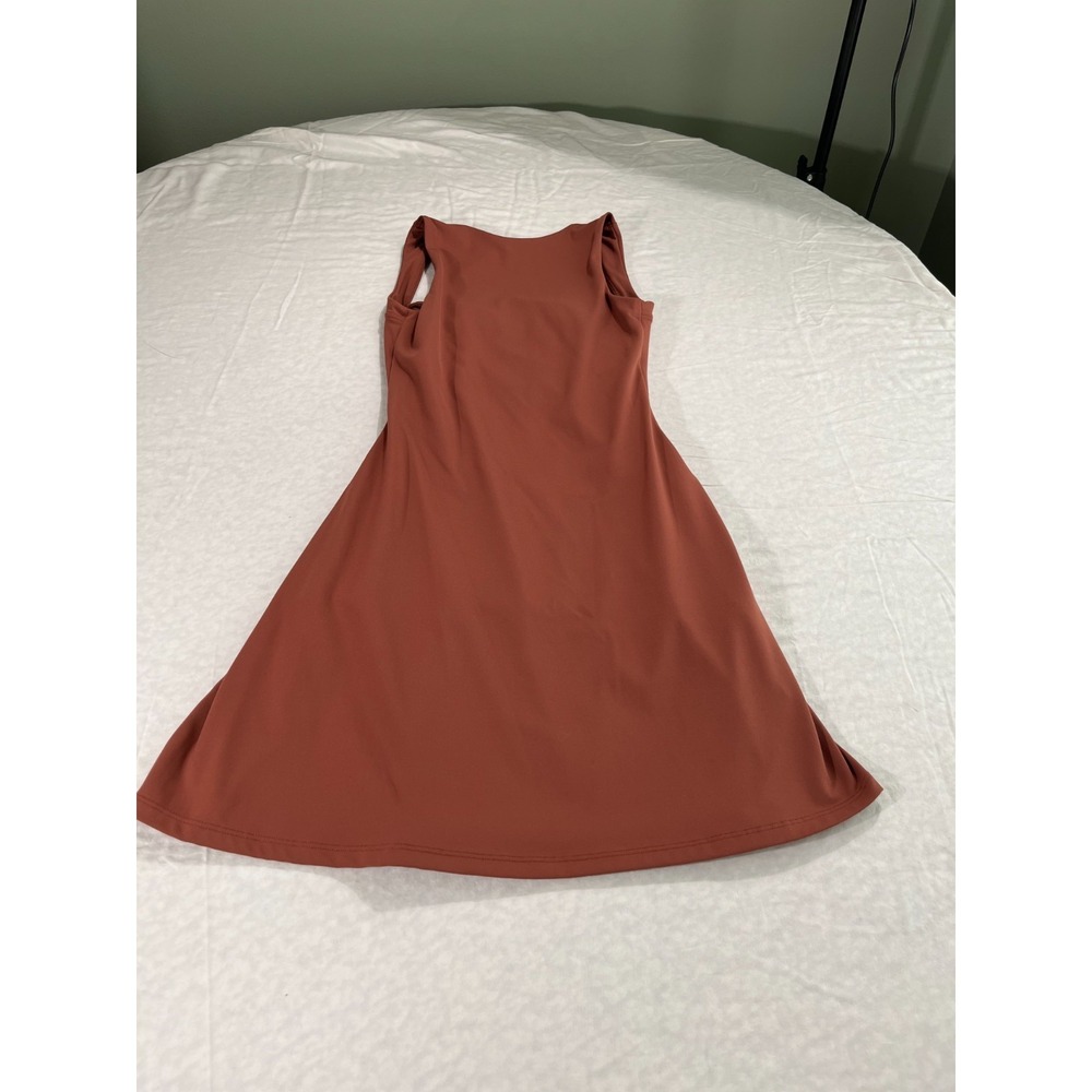 QINSEN Square Neck Brown Mini Dress Women's Size 4 Sleeveless Stretch Activewear - Picture 11 of 14